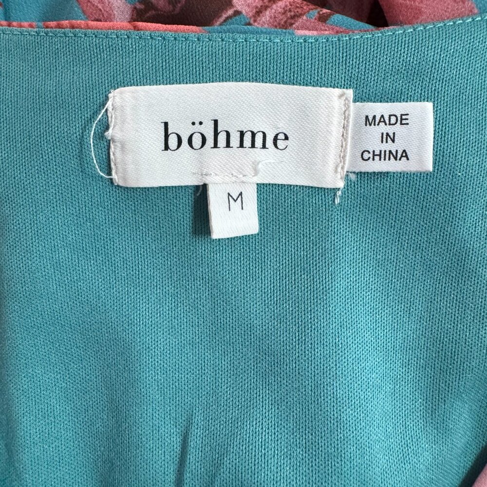 Bohme Maxi Tropical Aqua Print Knit Tiered Dress M - Picture 8 of 13